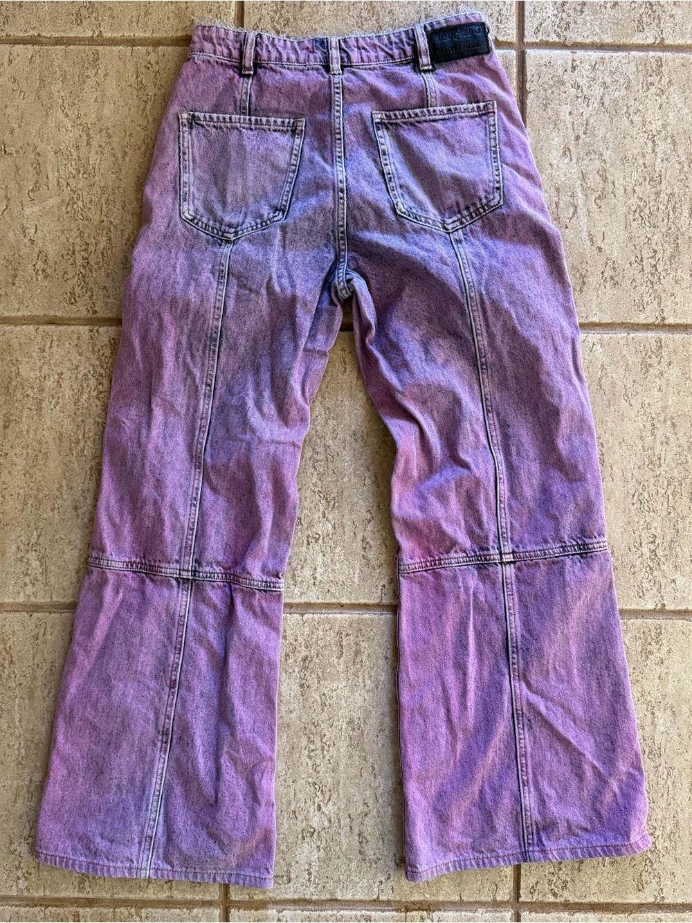 RARE Desigual x Maitrepierre Purple Wide-Leg Jeans, Sz M Acid Wash Distressed - Picture 6 of 10